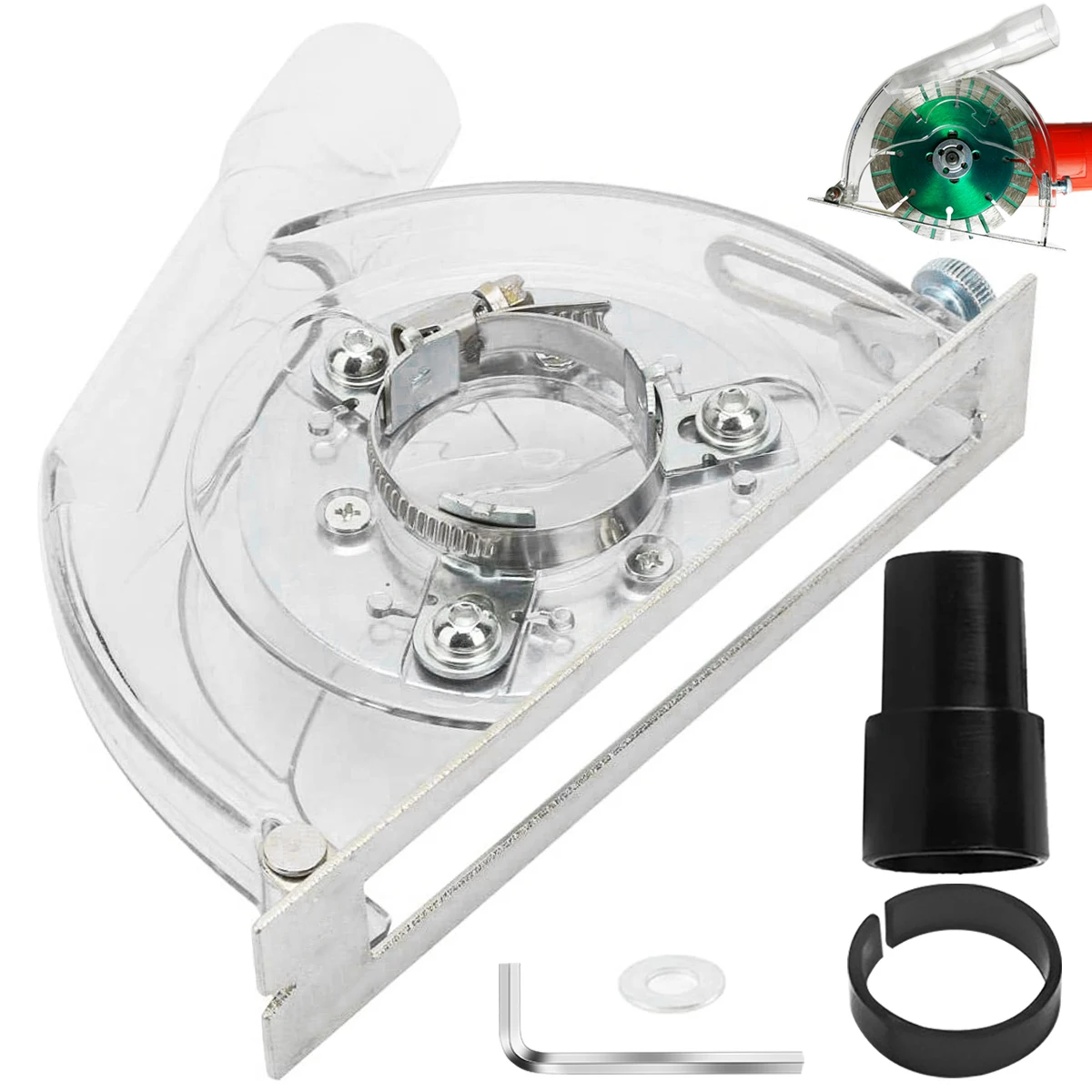 

Пылесборник 4 дюйма 5 дюймов, профессиональная защита для угловой шлифовальной машины, с насадками, Прозрачный Прочный, для шлифования