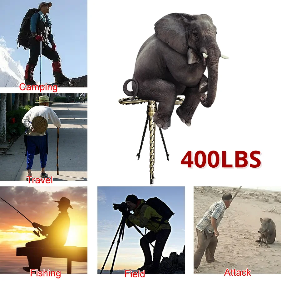 

Portable Lighten Up Folding Cane Seat Outdoor Camping Cane Stool Telescopic Walking Stick Metal Hiking Crutch Chair