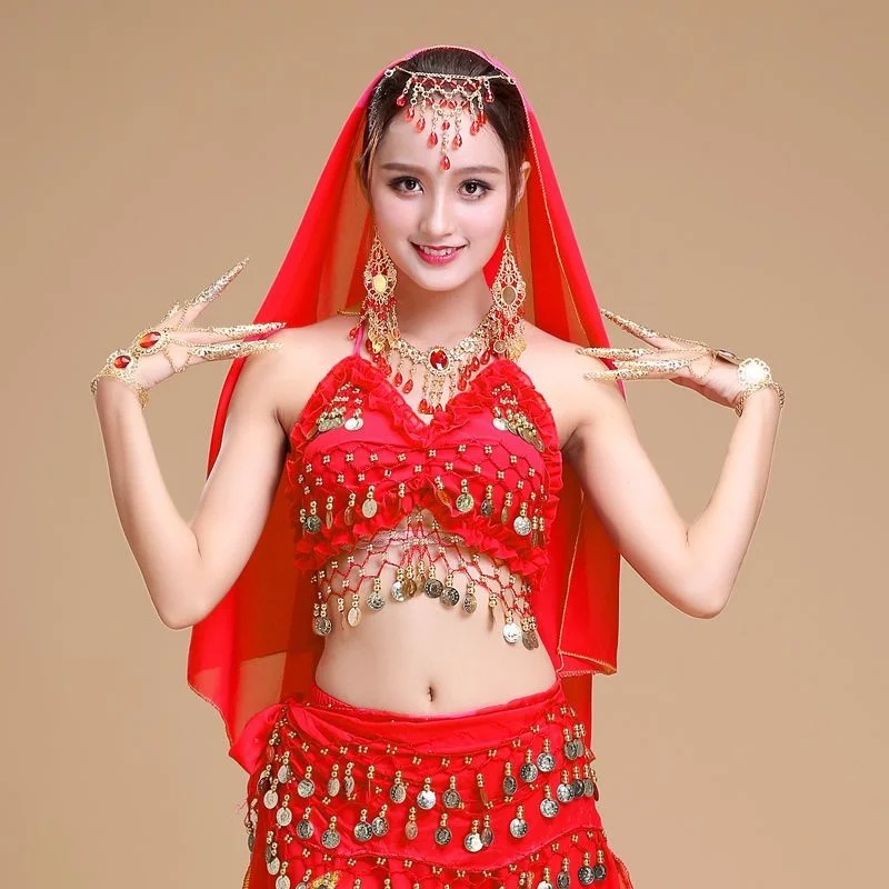 

Belly dance performance clothes top Spring new female adult belly pocket dance clothes lace up bra suspender top