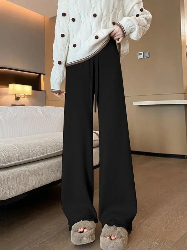 Женские толстые вязаные брюки с высокой талией