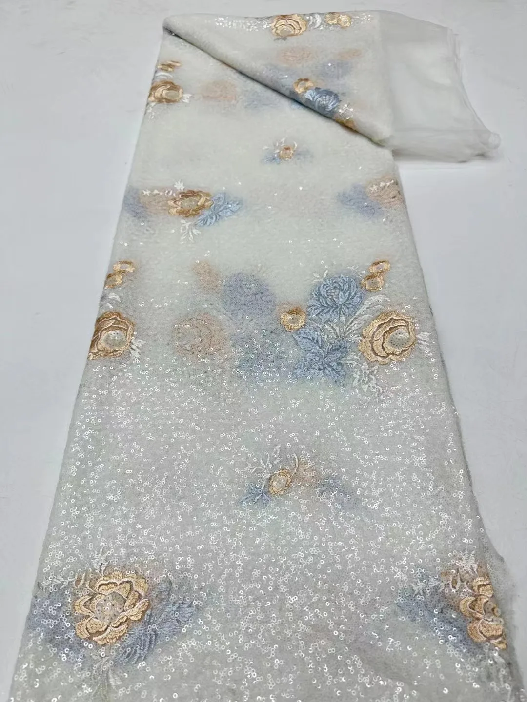 Симпатичный новый дизайн Африканское кружево с вышивкой блестками разных