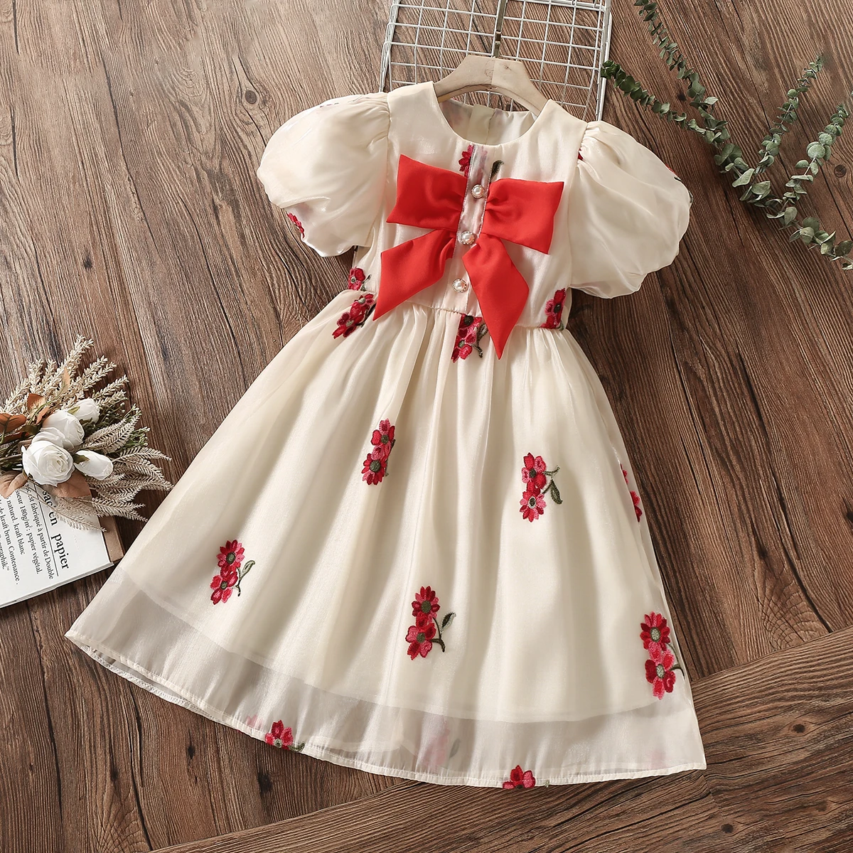 

Baby Children Dresses for Girls Clothes Teenagers Summer Short Sleeve Flower Princess Outfits Kids Party Dresses Child Costumes