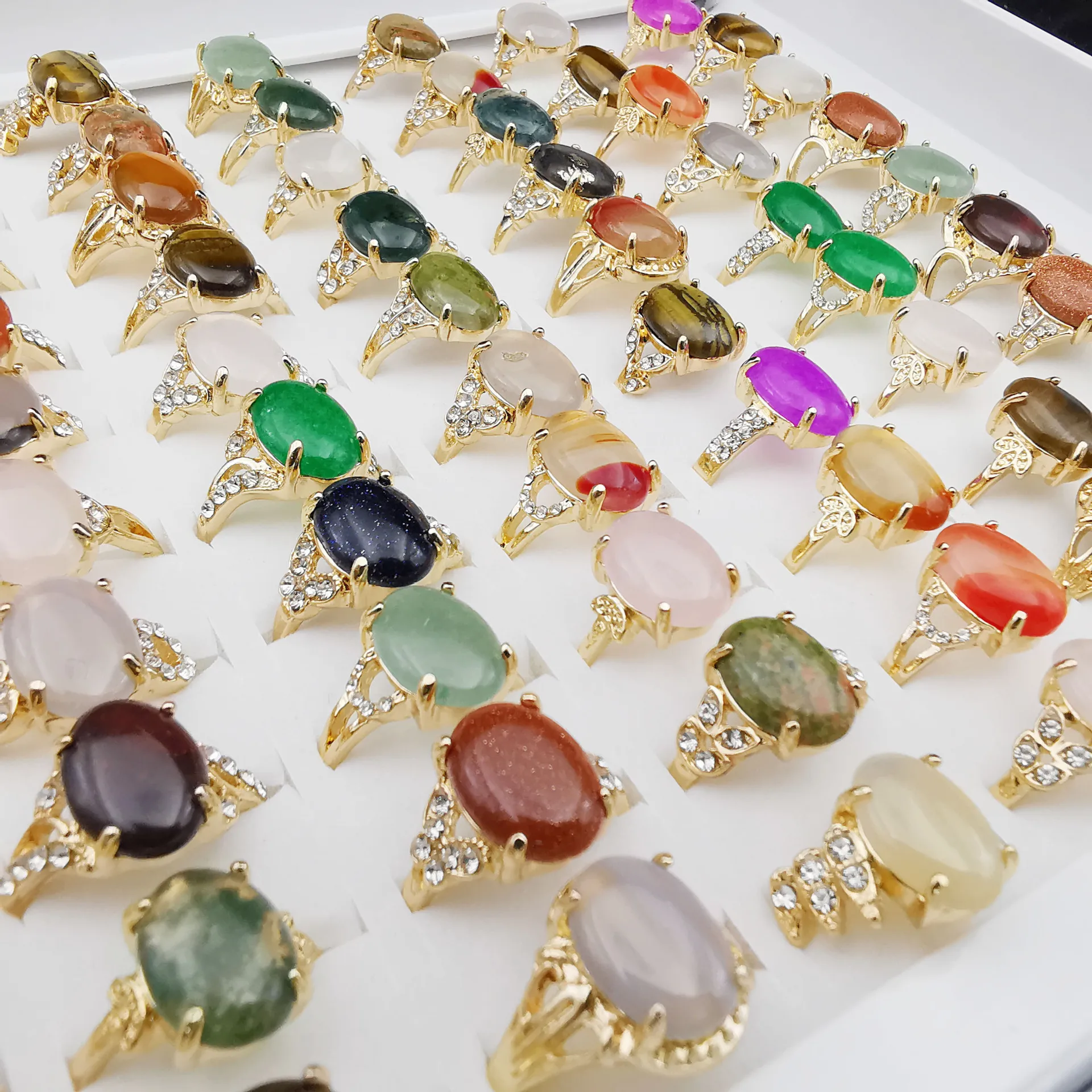 

25 шт./лот новейшие модные разноцветные женские золотые кольца из искусственного драгоценного камня Кольца для вечеринок оптовая продажа