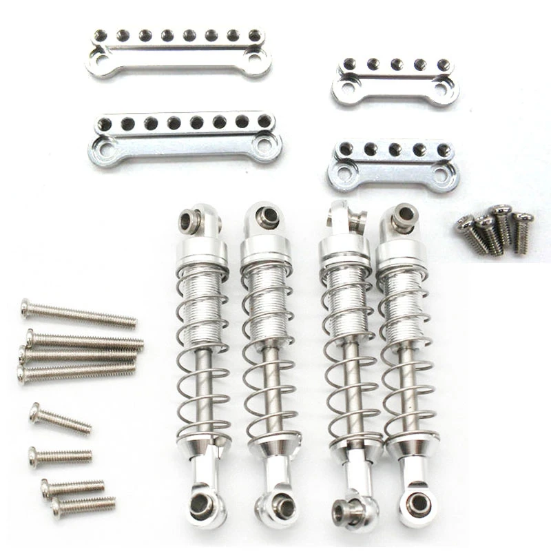 

2 комплекта автозапчастей на радиоуправлении: 1 комплект металлических амортизаторов и 1 комплект амортизирующих кронштейнов, амортизаторо...