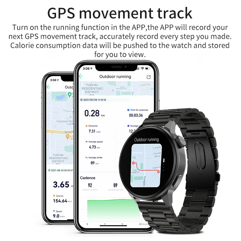 Смарт-часы LIGE NFC GPS Move мужские с Т-образным вызовом Bluetooth Беспроводная зарядка