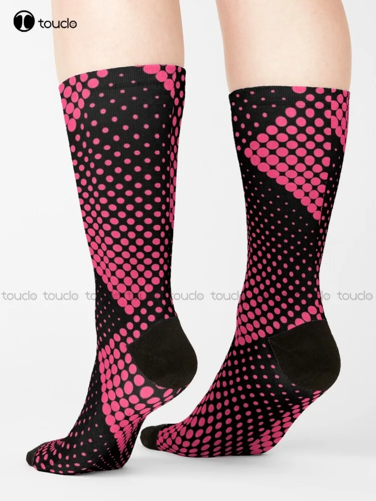 

In October We Wear Pink Pumpkin Plaid Socks Girl Socks Personalized Custom Unisex Adult Teen Youth Socks 360° Digital Print Gift