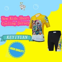 keyiyuan 2022 cartoon kids cycling jersey set children summer short sleeve bike cycling clothing boy girl bicycle jersey suit