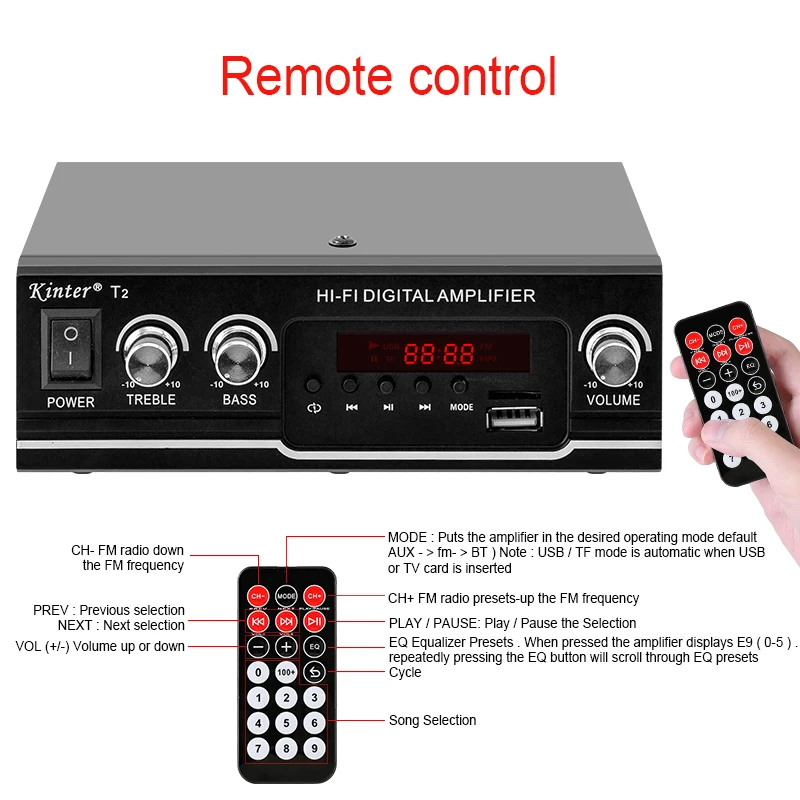 KINTER T1 T2 домашний аудиоусилитель многофункциональный плеер 100-240 В усилитель