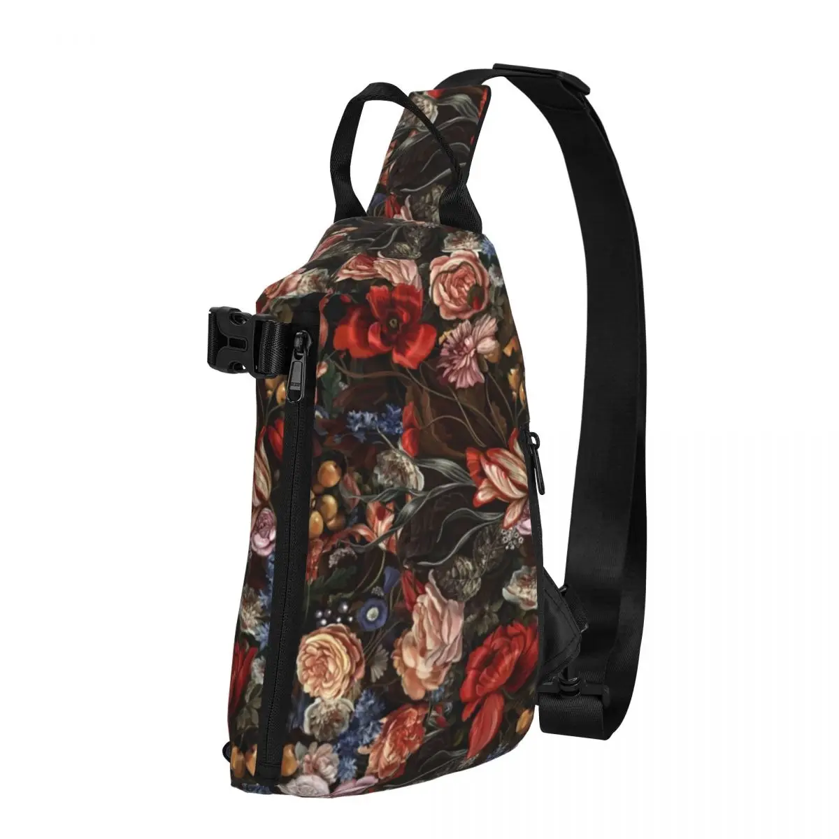 

Vintage Baroque Floral Shoulder Bags Colorful Flowers Print Vintage Chest Bag Phone Camping Sling Bag Fishing Graphic Small Bags