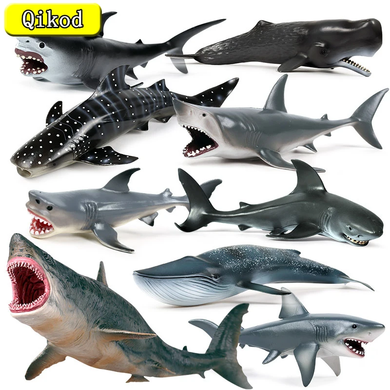 Sea Life Ocean Marine Animals Toy Figures Megalodon Whale Big Shark Model Action Figure PVC Shark Animals Figurines Toy Kid Gift