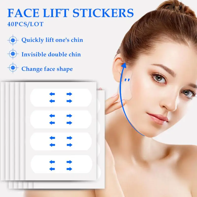 40/80pcs Lifting Face Stickers Invisible Transparent Thin Face Patche Lift Tools V-Shape Face Wrinkle Sagging Skin Adhesive Tape