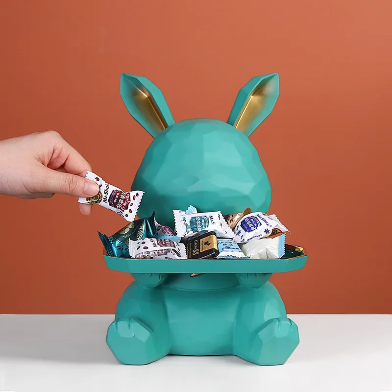 

Creative Animal Resin Crafts Ornaments Rabbit Tray Storage Decorative Crafts Living Room Bedroom Porch Home Decor Accessories