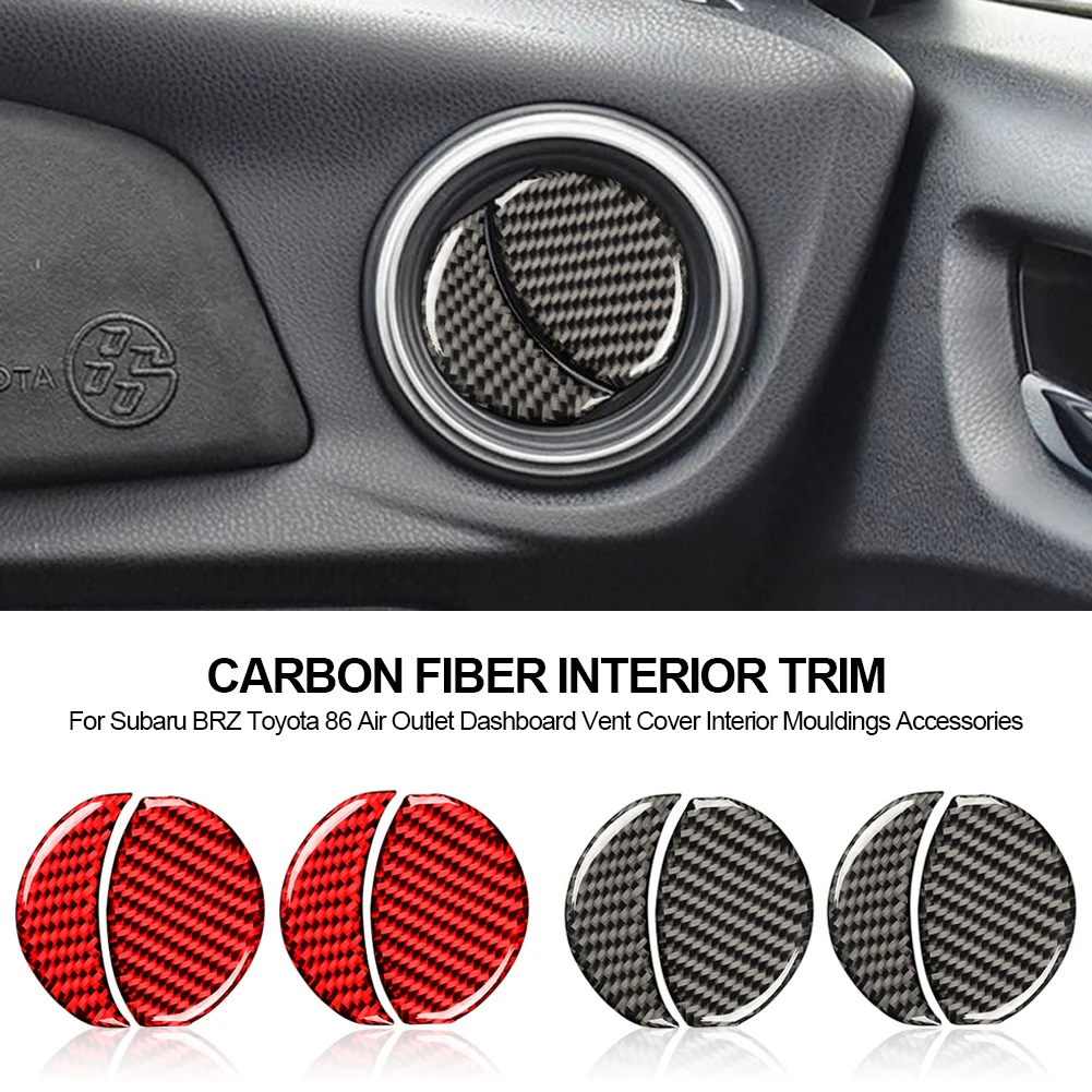 

2Pcs Carbon Fiber Interior Trim Sticker For Subaru BRZ Toyota 86 Air Outlet Dashboard Vent Cover Interior Mouldings Accessories