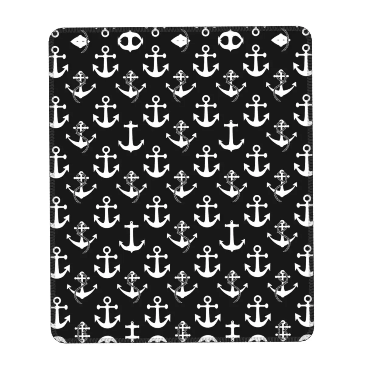

Gamer Mouse Pad Non-Slip Rubber Base Black And White Nautical Anchor Pattern Mousepad Office Desk Computer Sailing Sailor Mat