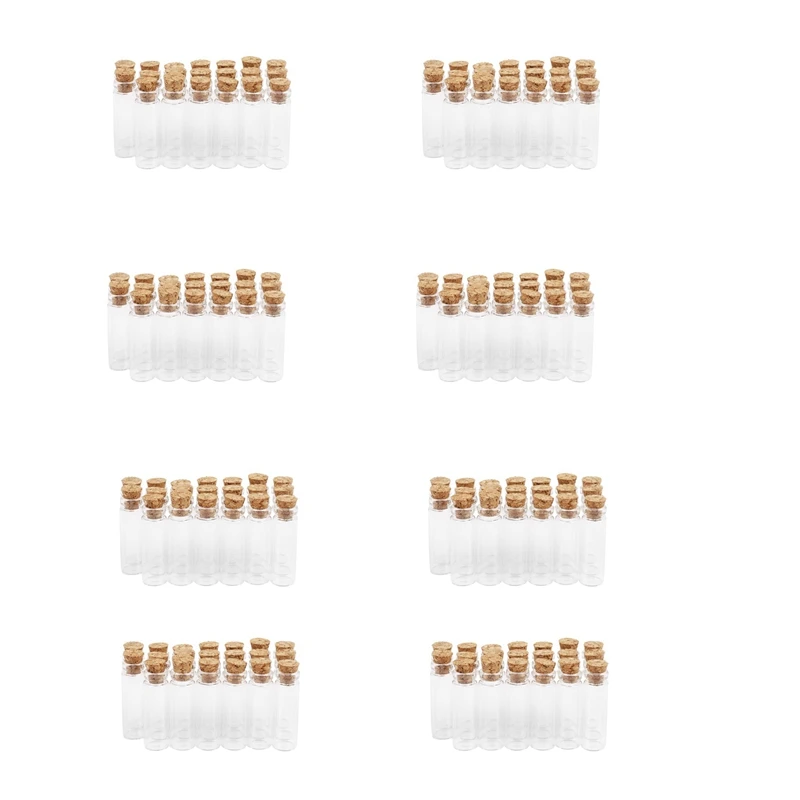 

160Pcs 11X32mm Tiny Mini Empty Clear Cork Glass Bottles Vials 2Ml