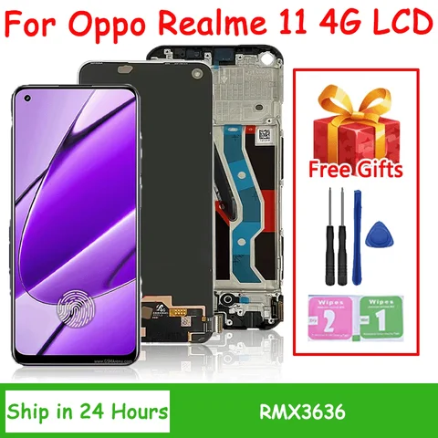 6,4 ''Super AMOLED для Oppo Realme 11 Realme 11 4G ЖК-дисплей с сенсорным экраном и рамкой RMX3636, замена дисплея
