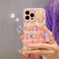 luxury fashion painting pink flowers phone case for iphone 13 pro max 12 11 x xr xs 7 8 plus soft silicone shockproof back cover