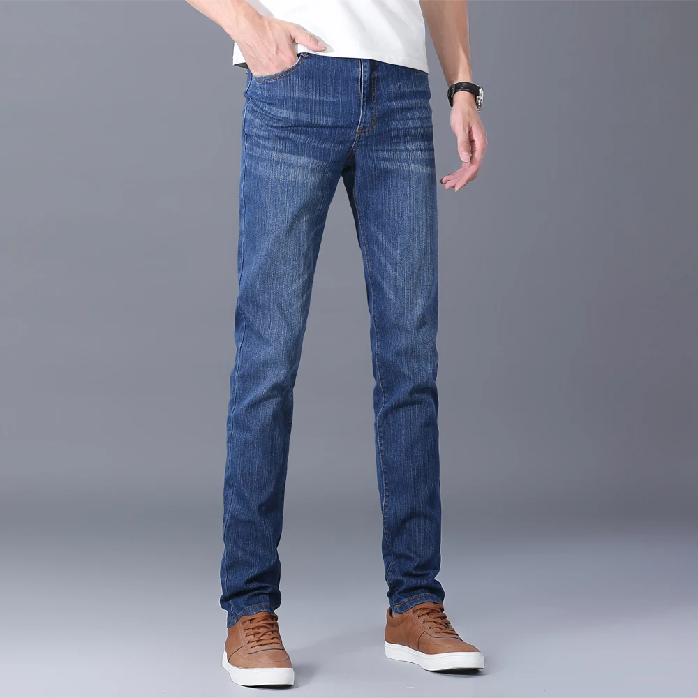 Thoshine Brand Spring Fall Men Denim Jeans Straight Fit Superior Quality Fashion Denim Pants Stretch Cowboy Trousers