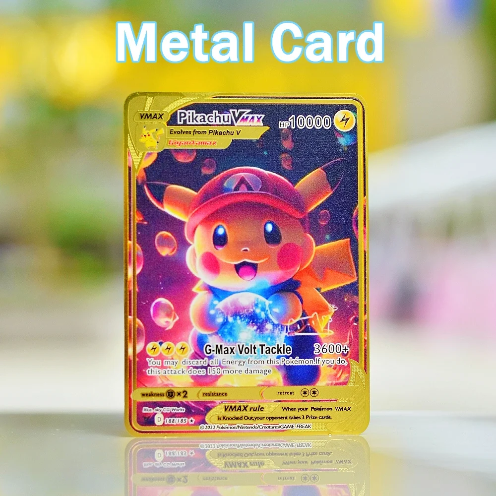 Карты с покемонами Golden Pokémon Металлическая карта Tcg Umbreon Vmax Mario Gx Pikachu V Vstar Аниме