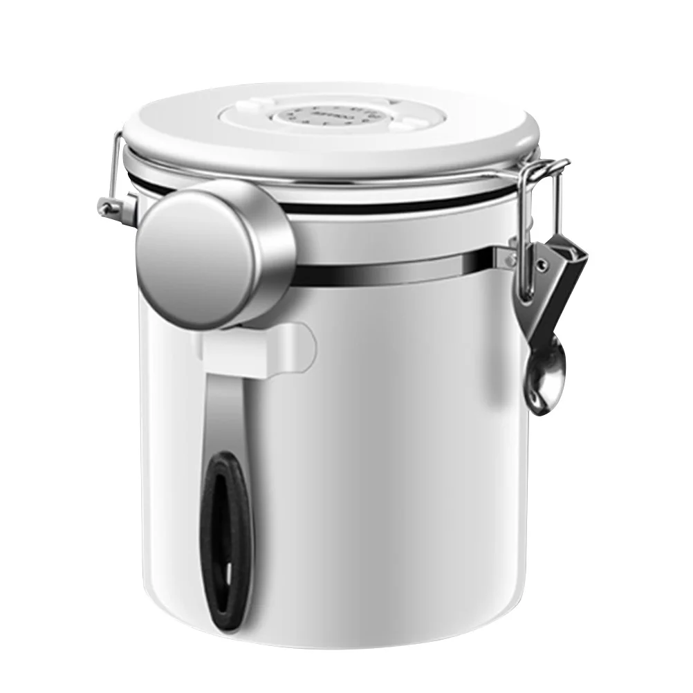 

1 Set Coffee Bean Canister Single Exhaust Stainless Steel Tea Sugar Container