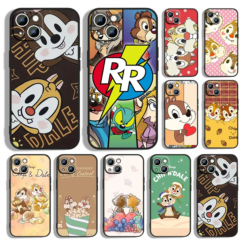 

Cute Chip 'n' Dale Phone Case For Apple iPhone 14 13 12 11 XS XR X 8 7 6 6S 5 5S SE Pro Max Plus mini Black Cover