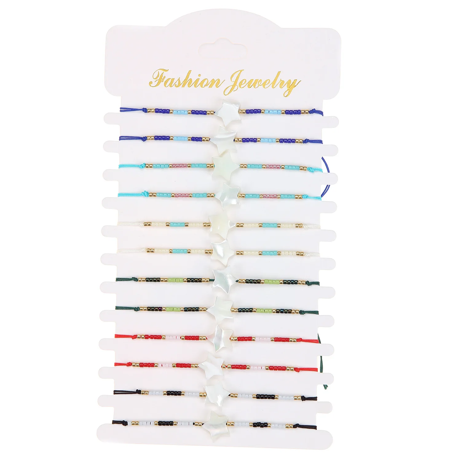 

12 Pcs Boho Star Shell Charm Bracelets Set For Women Pulsera Braided Rope Seed Beads Beaded Wristband Adjustable Trendy Jewelry