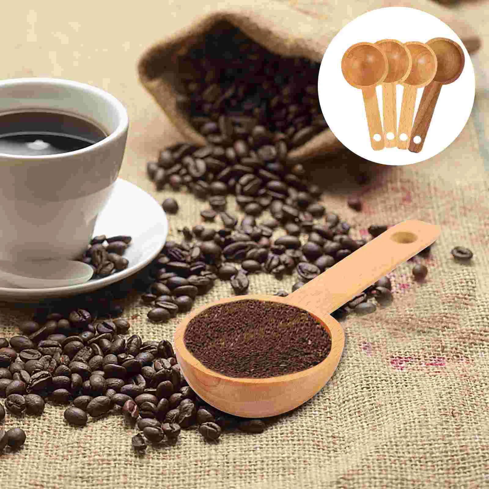 

Scoop Coffee Spoon Measuring Spoons Wooden Wood Scoops Tablespoon Measuresmall Tea Canisters Kitchen Spice Powder Teaspoon Cups
