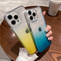 clear shiny love heart gradient phone case for iphone 13 12 11 pro max xr xs max x 7 8 plus camera lens protective cover cases