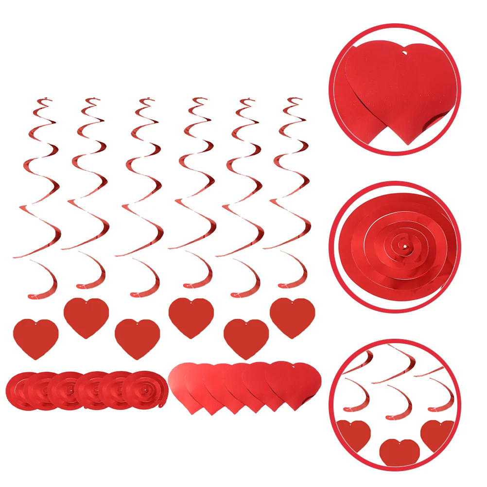 

Heart Red Valentine Day Garlandornament Hanging Romantic Decor Ceiling Party Decoration Banner Swirl Valentines Streamers