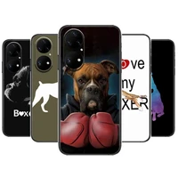 boxer dog phone case for huawei p50 p40 p30 p20 10 9 8 lite e pro plus black etui coque painting hoesjes comic fas