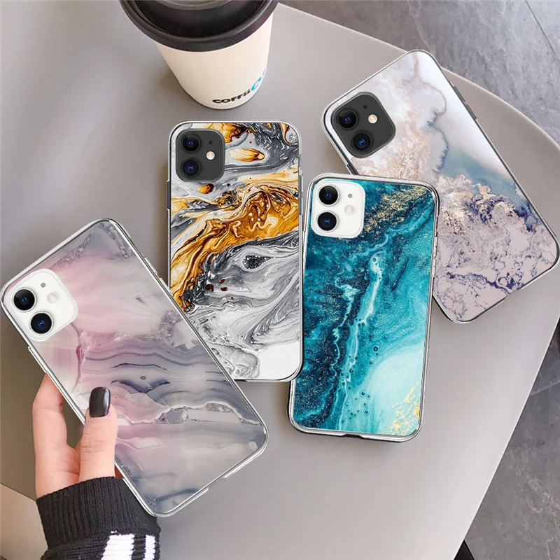 

Fashion Marble Pattern Phone Case For iPhone 13 12 11 Pro Max 7 8 6 6S Plus X XR XS Max 12 Mini 5 5S SE 2020 Cute Soft TPU Cover