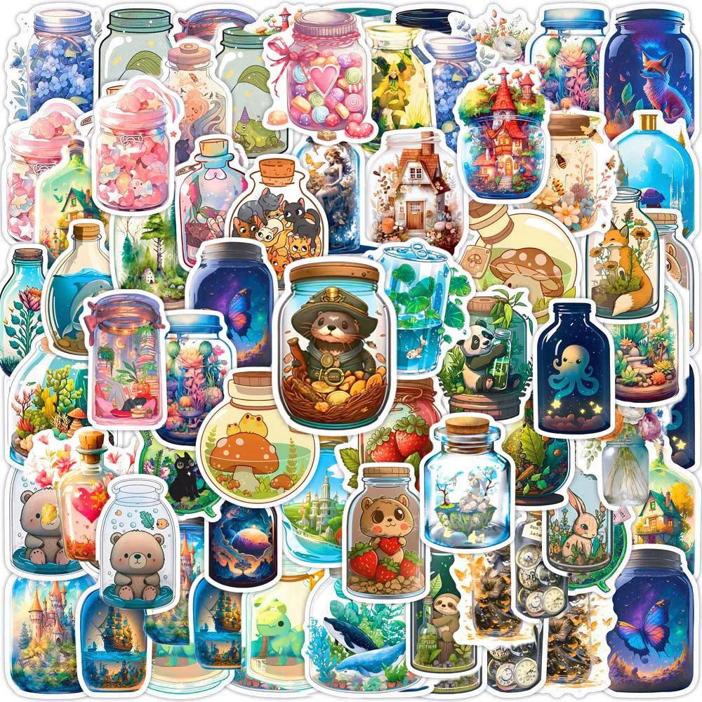 

10/50Pcs Cartoon Cute Bottle World Varied Stickers DIY Waterproof Decoration Luggage Guitar Notebook Pencil Case Graffiti Decals