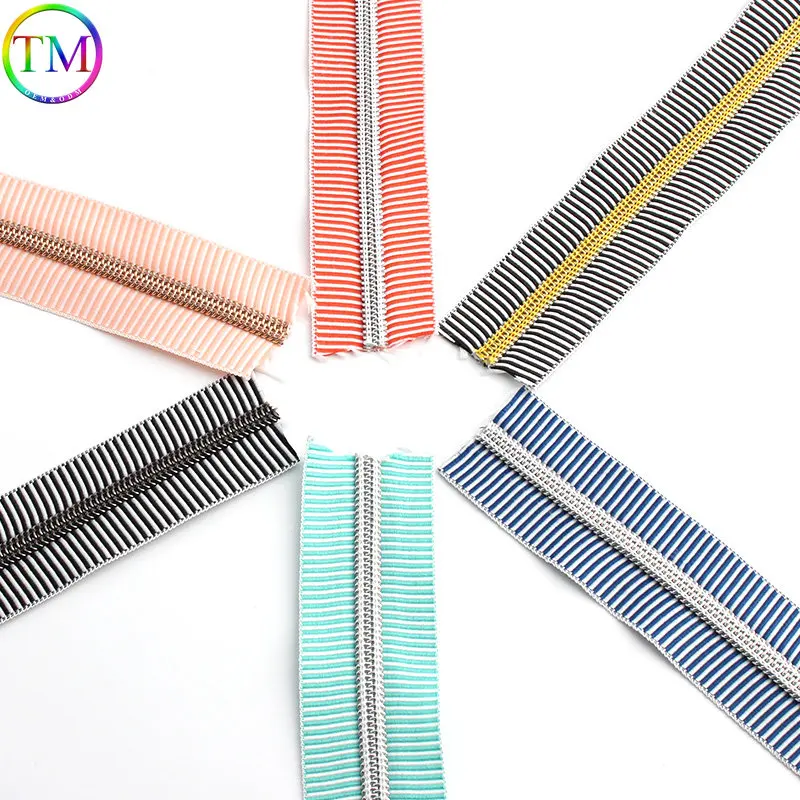 20-50 Yards Colorful Striped Zipper Separate Open Tail Zippers Decor Diy Sewing Bags Purse Clothes Craft Zipper Accessories
