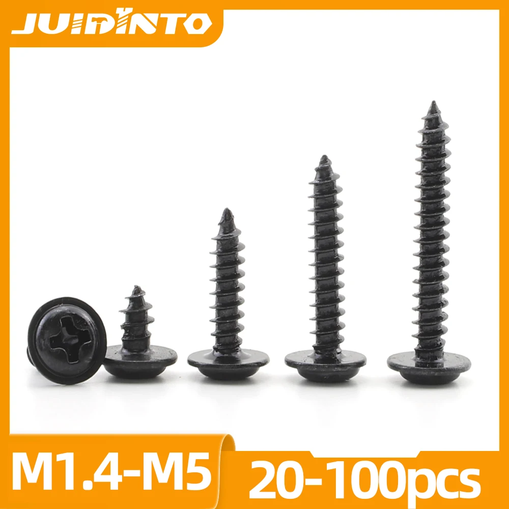 

JUIDINTO Винты с шайбой из углеродистой стали M1.4 M2 M3 M3.5 M4 M5