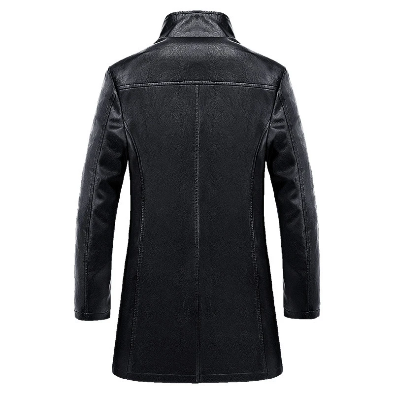 Осенние мужские Куртки из искусственной кожи модные деловые тренчи средней