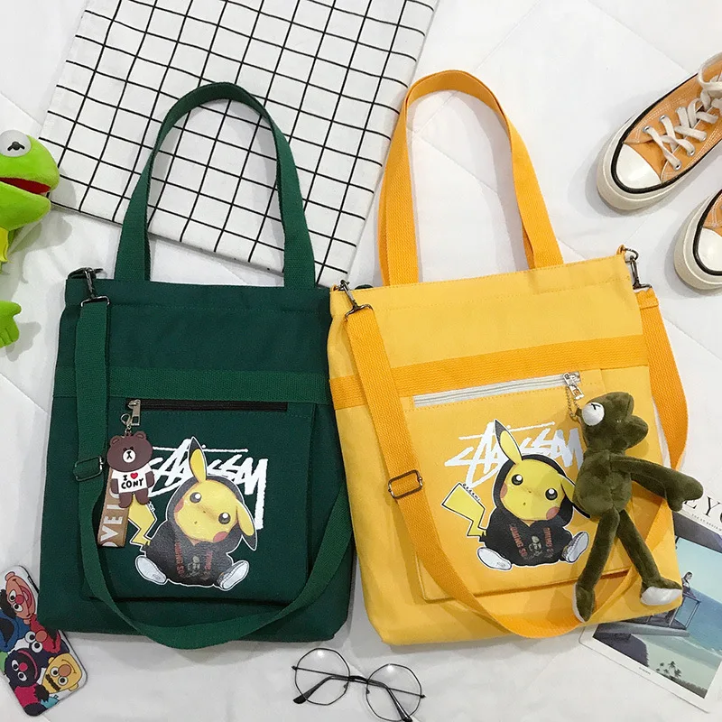 

Pokemon Pikachu Ladies Fashion Canvas Small Square Bag Korean Version Multifunctional Cute One-shoulder Diagonal Mobile Package