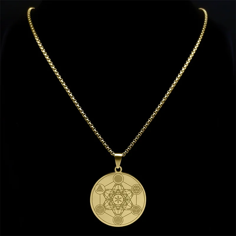 Загадочный Metatron Cube ожерелье &quotцветок жизни&quot для женщин и мужчин из нержавеющей