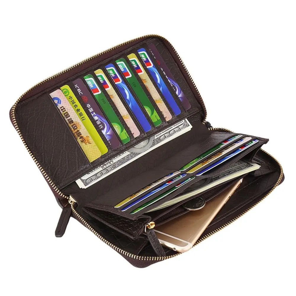 

Деловая кожаная мужская сумка на молнии, модный клатч, Длинные мужские сумки из натуральной кожи