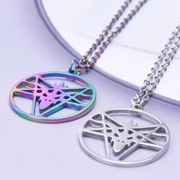 goth punk stainless steel necklaces for women men accessories talisman baphomet pendant necklace goat pentagram chokers jewelry