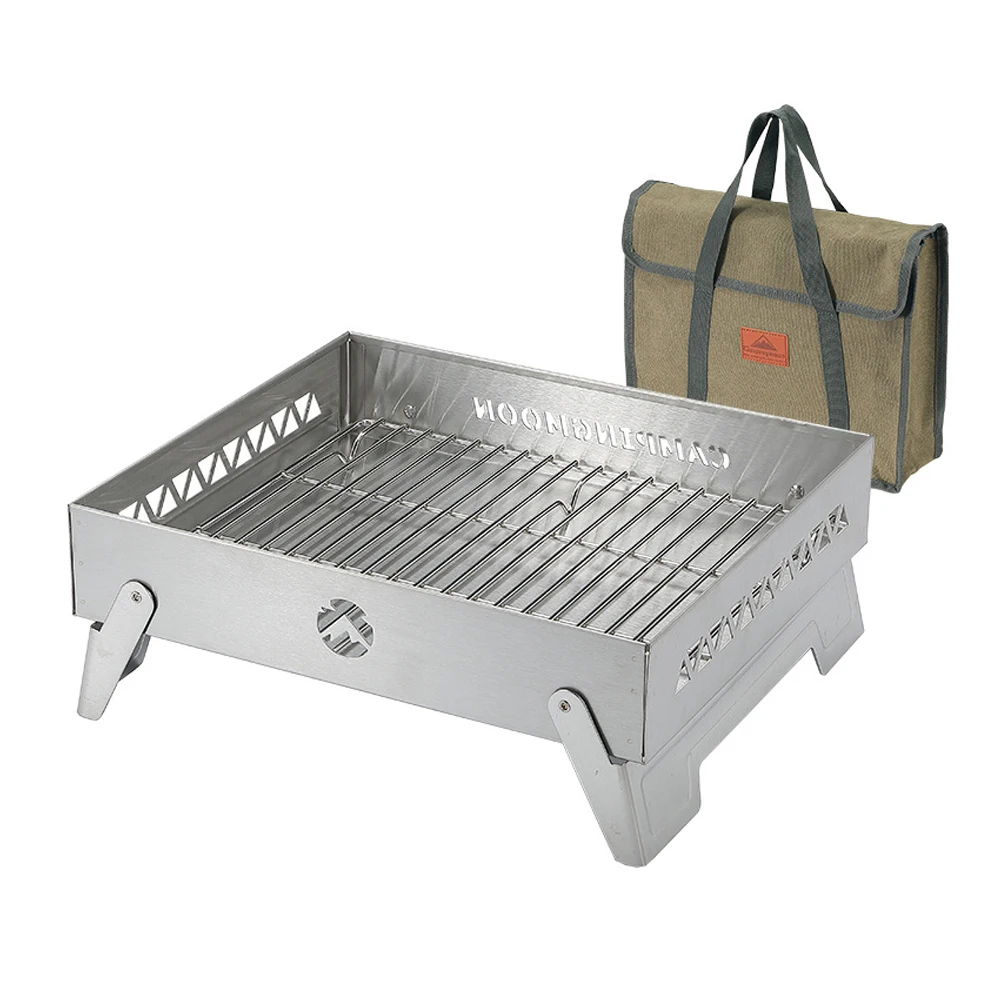 

Stainless Steel Brazier Camping Stove BBQ Charcoal Firewood Brazier Foldable Heating Furnace Outdoor Cooking Warming Accessory