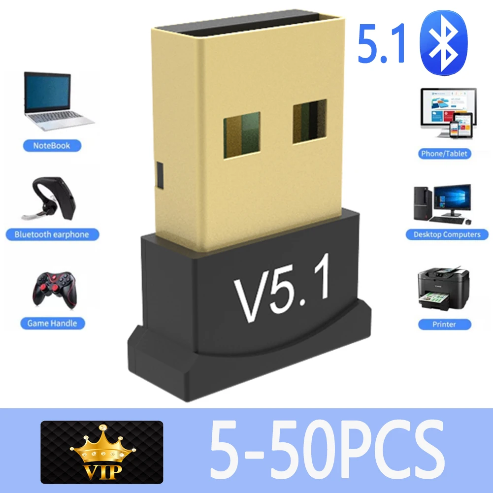 

USB-адаптер Bluetooth 5,1, приемник передатчика, Bluetooth-адаптер, беспроводной USB-адаптер, 10000, Прямая поставка, 50 шт.