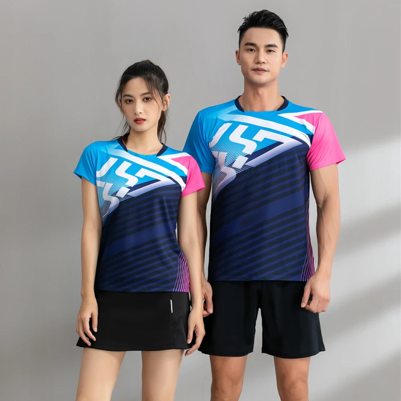 

Высококачественная теннисная рубашка для женщин и мужчин, форма для бадминтона с круглым вырезом, футболка для настольного тенниса, спортивные шорты для пинг-понга, тренировочные топы, юбки