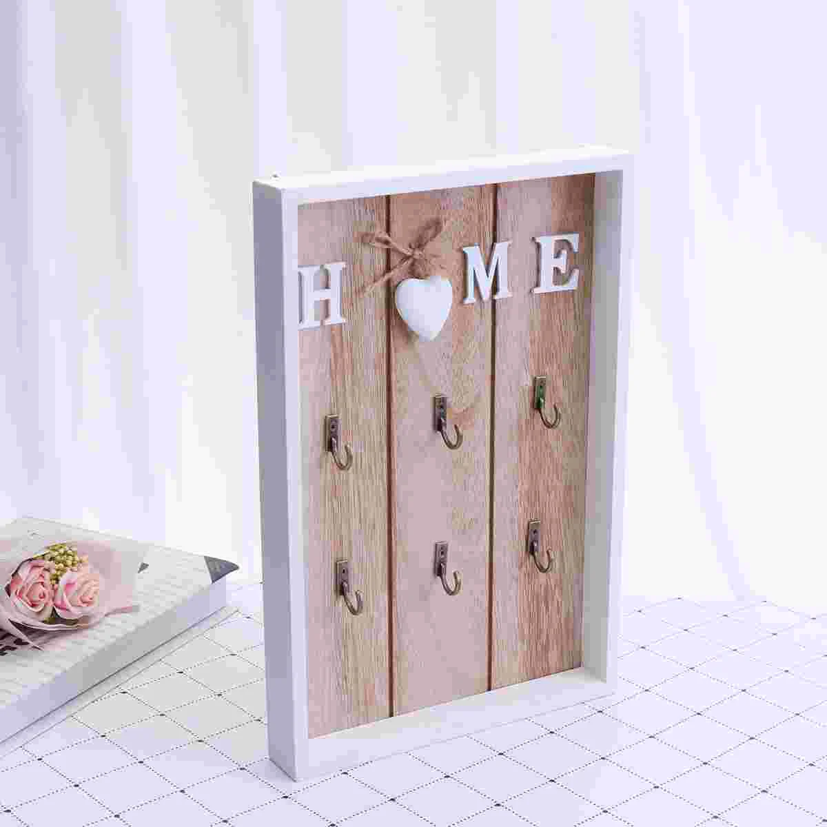 

Wooden Key Holder Case Wall Mounted Wooden Wall Key Holder Hanging Organizer Hooks Entrance Home Office Decoration Style 2