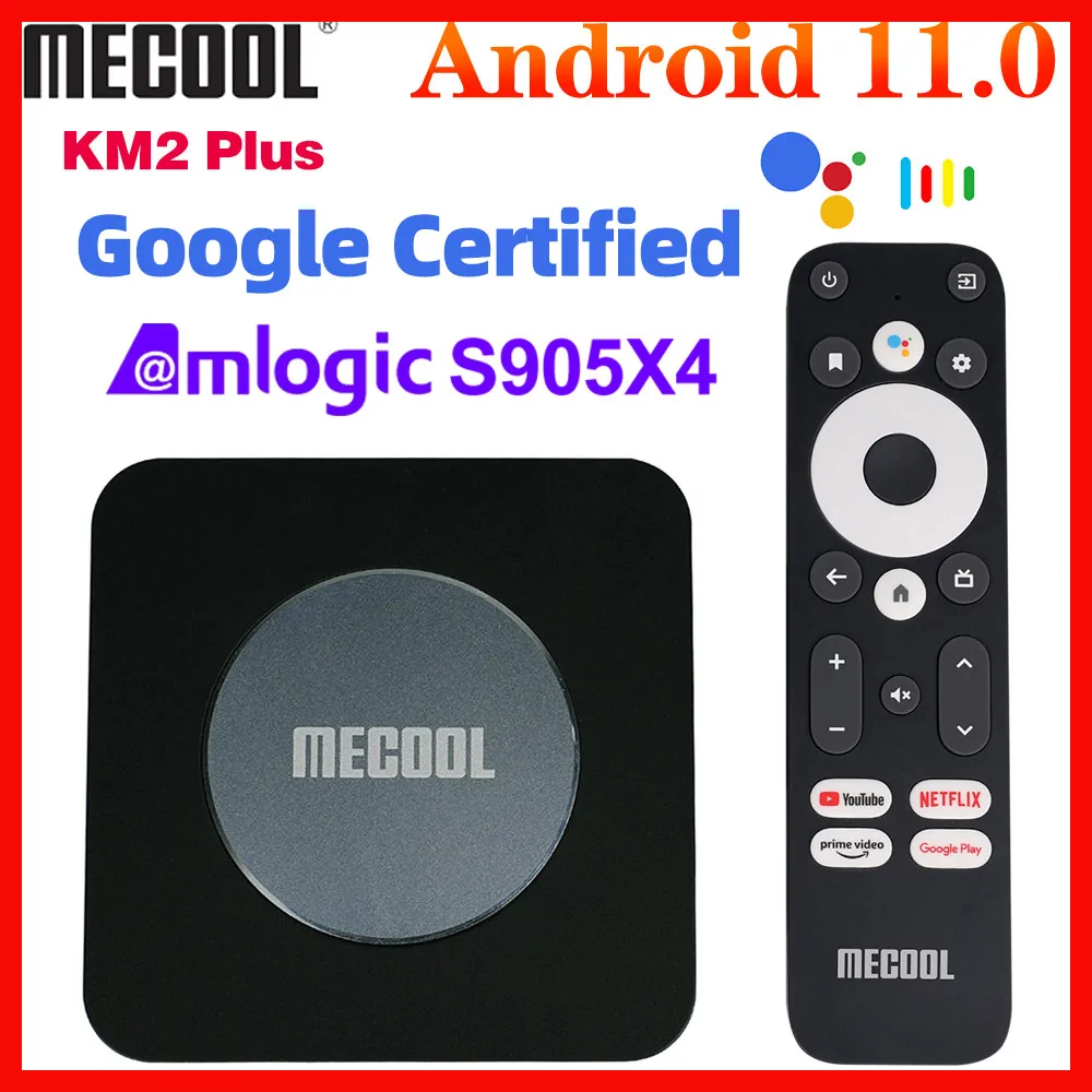 

Приставка Смарт-ТВ Mecool KM2 Plus, 4K ATV, Amlogic S905X4, Android 11, ТВ-приставка с сертификатом Google, 2 ГБ, 16 Гб, поддержка 4K, USB3.0, SPDIF, BT5.0