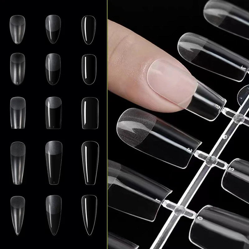 

240pcs Gel X False Nail Tips Extension System Press on Acrylic Coffin Fake Nails Full Cover Sculpted American Capsule Art
