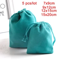5pcslot jewelry packing velvet pouch drawstring gift bags blue wedding candy bags fabric sachets make up storage customize logo