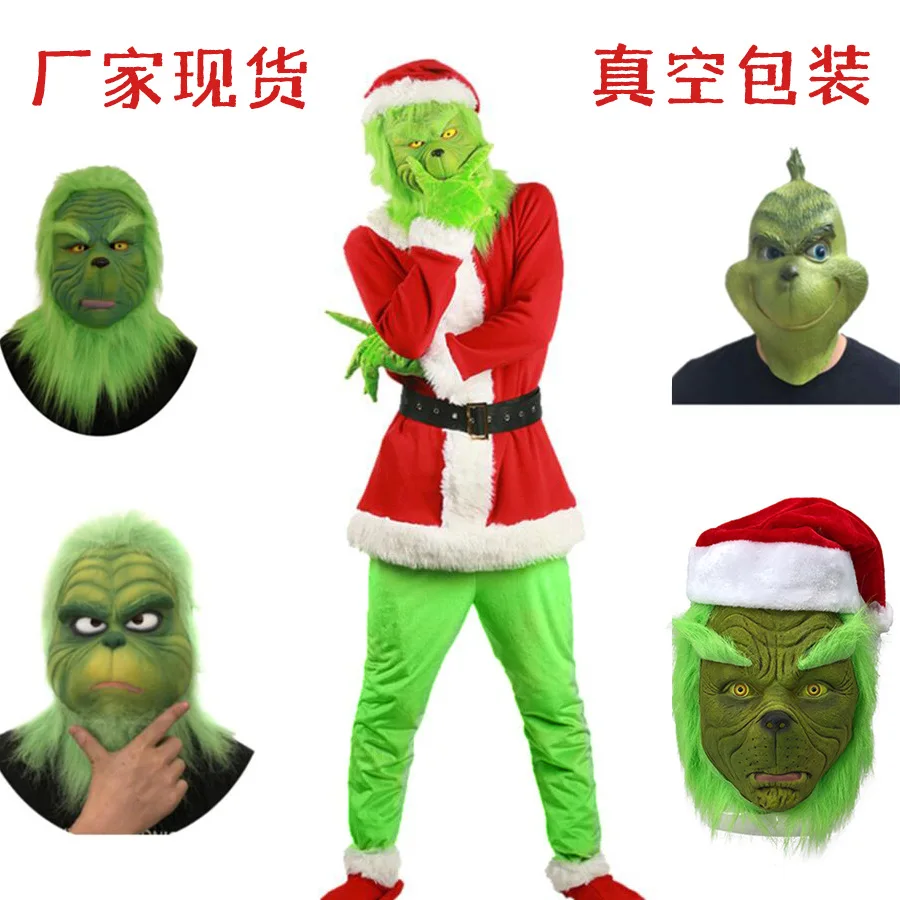 

Halloween Christmas Clothing Green Haired Monster The Green Grinch Strange Heroes and Thieves Carnival Party Dressing Navidad