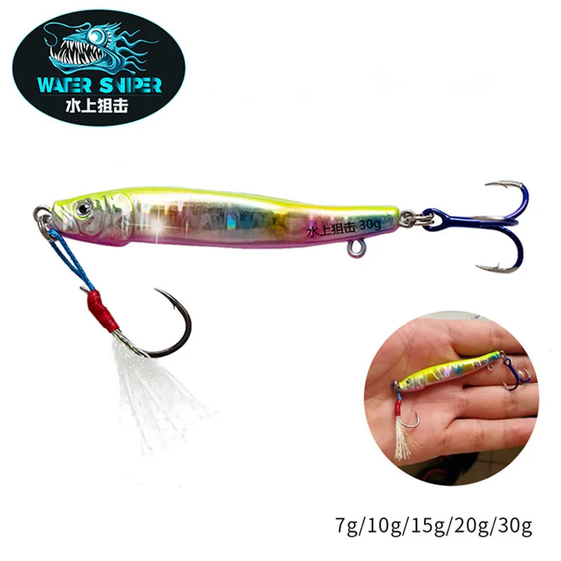 Water Sniper Metal Jig Lure 7g 10g 15g 20g 30g Fishing Jigging Baits With Feature Single &Treble Hook Bass Fishing Accessories