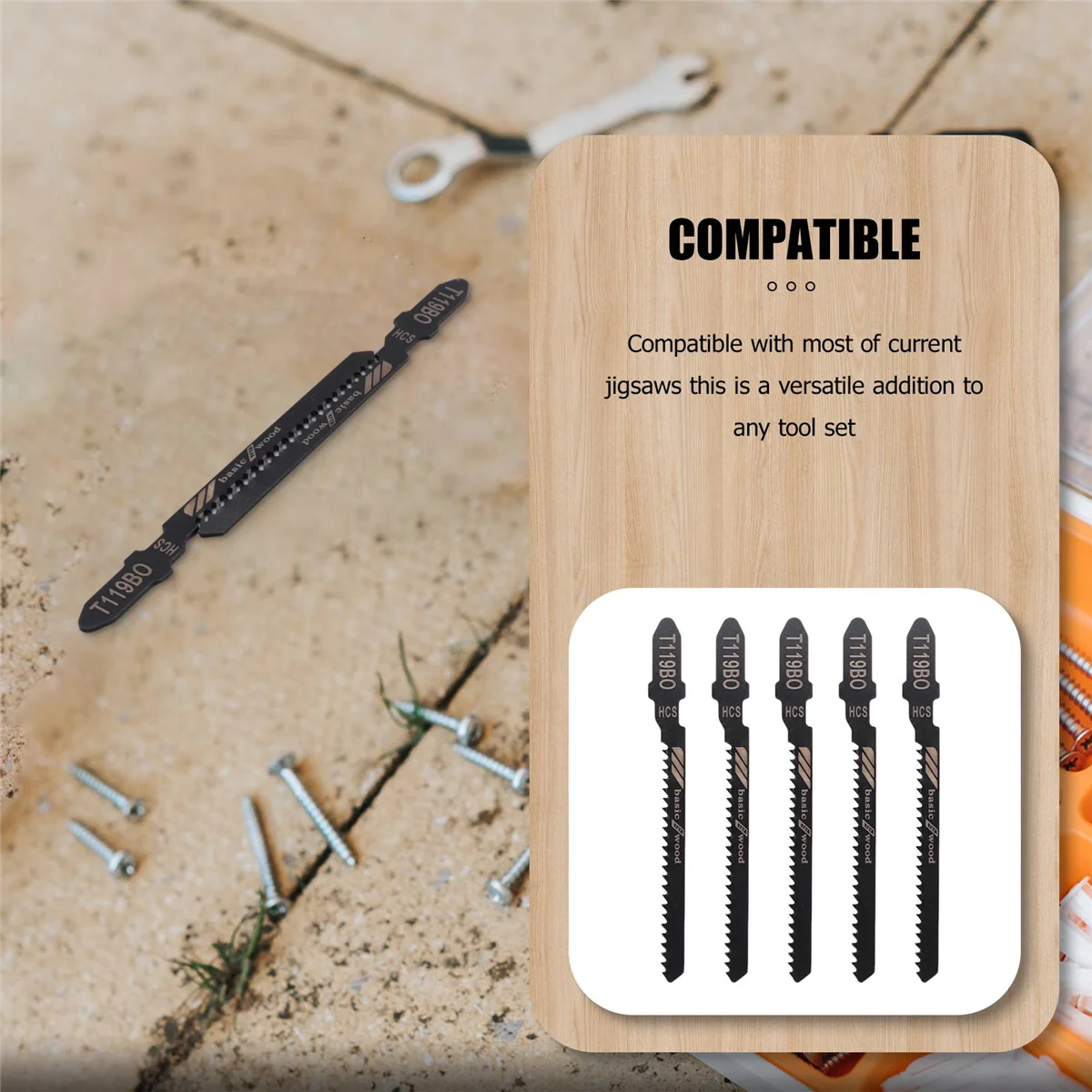 Набор из 20 полотен T119BO 12 TPI с Т-образным хвостовиком и прокруткой для лобзика