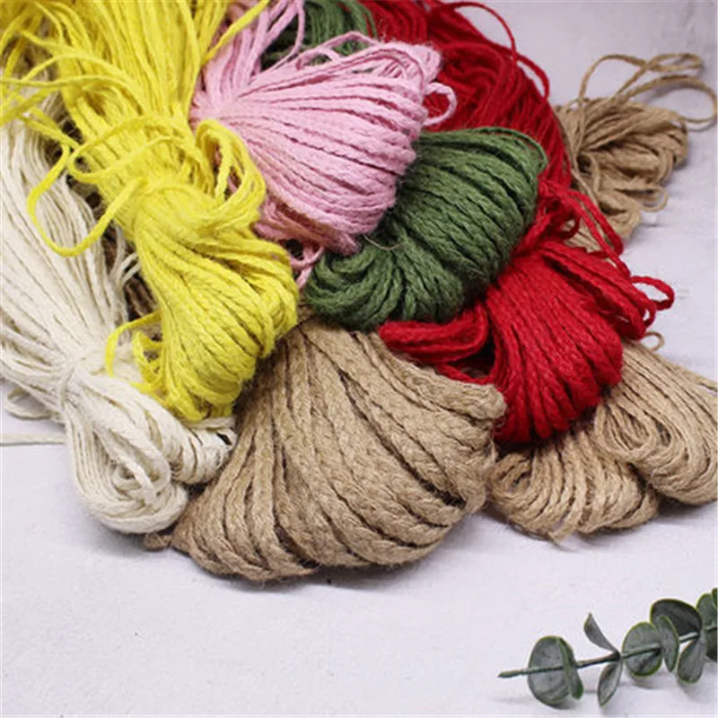 10m Natural Hemp Flat Rope Braided Cord Jute Burlap Ribbon Rustic Vintage Wedding DIY Gift Packing Decor Weave String |